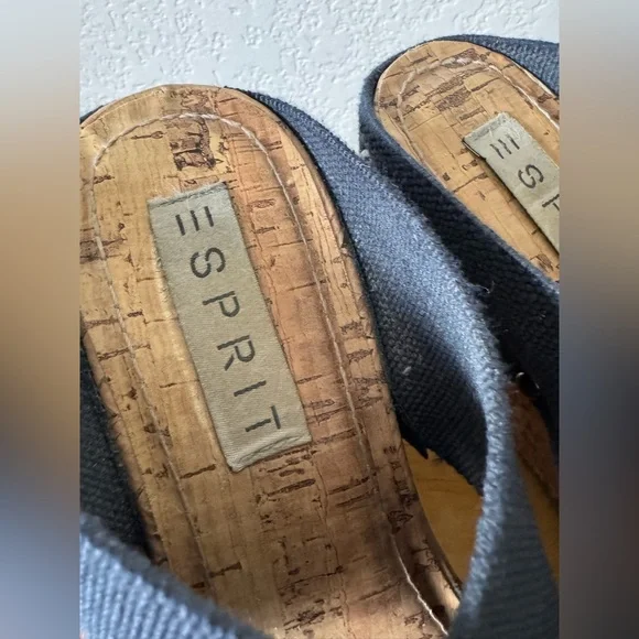 Esprit Dark Blue Wedge Studded Sandals - Picture 4 of 10